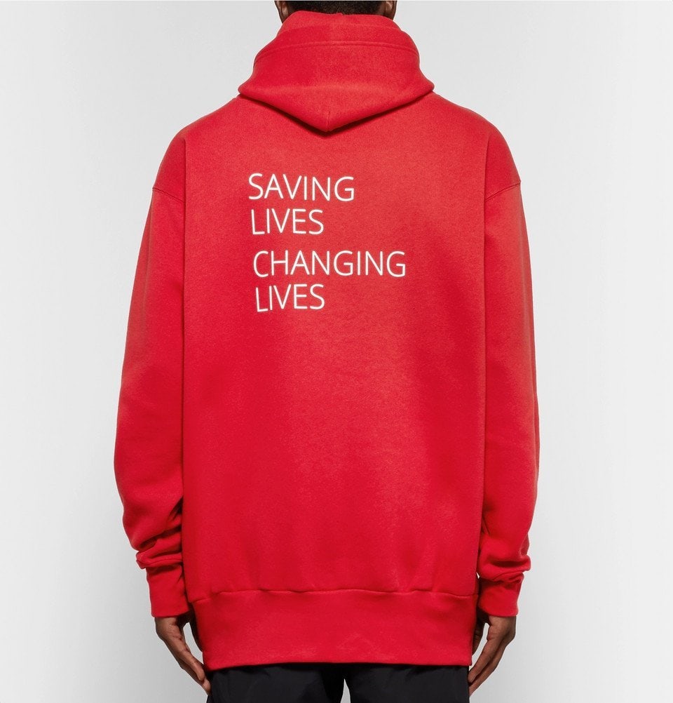 BALENCIAGA WFP WORLD FOOD PROGRAMME RED HOODIE