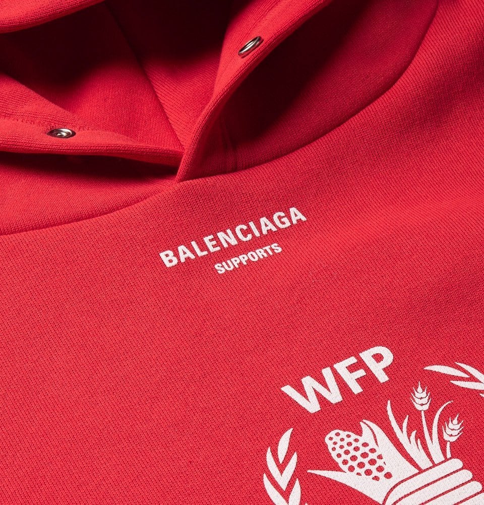 BALENCIAGA WFP WORLD FOOD PROGRAMME RED HOODIE