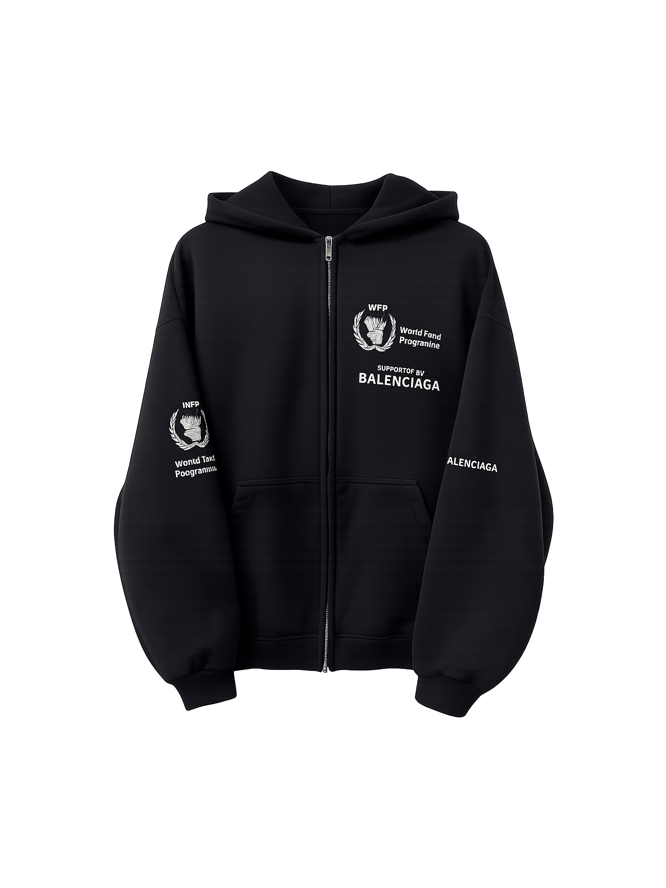 BALENCIAGA WORLD FOOD PROGRAMME ZIP UP HEAVY BLACK
