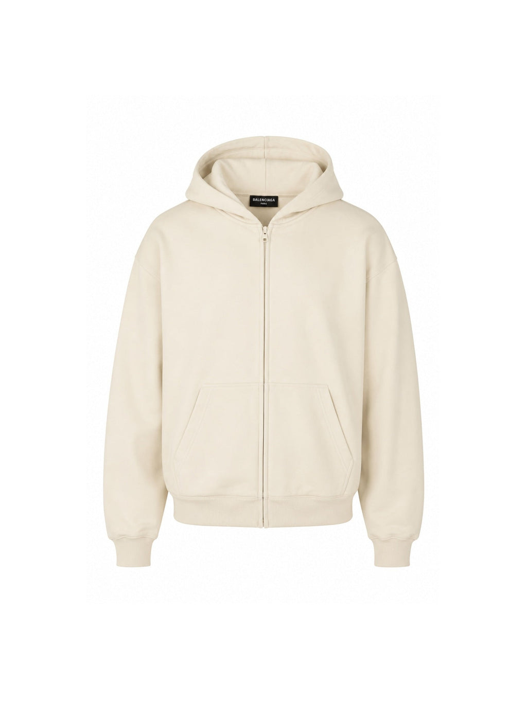 BALENCIAGA ZIP UP HOODIE LOGO CREAM