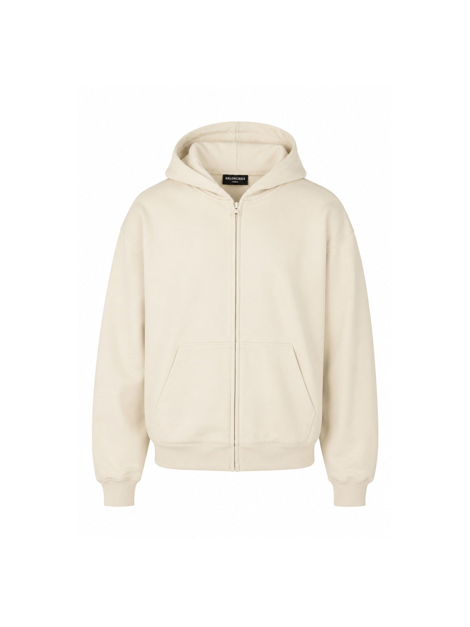 BALENCIAGA ZIP UP HOODIE LOGO CREAM