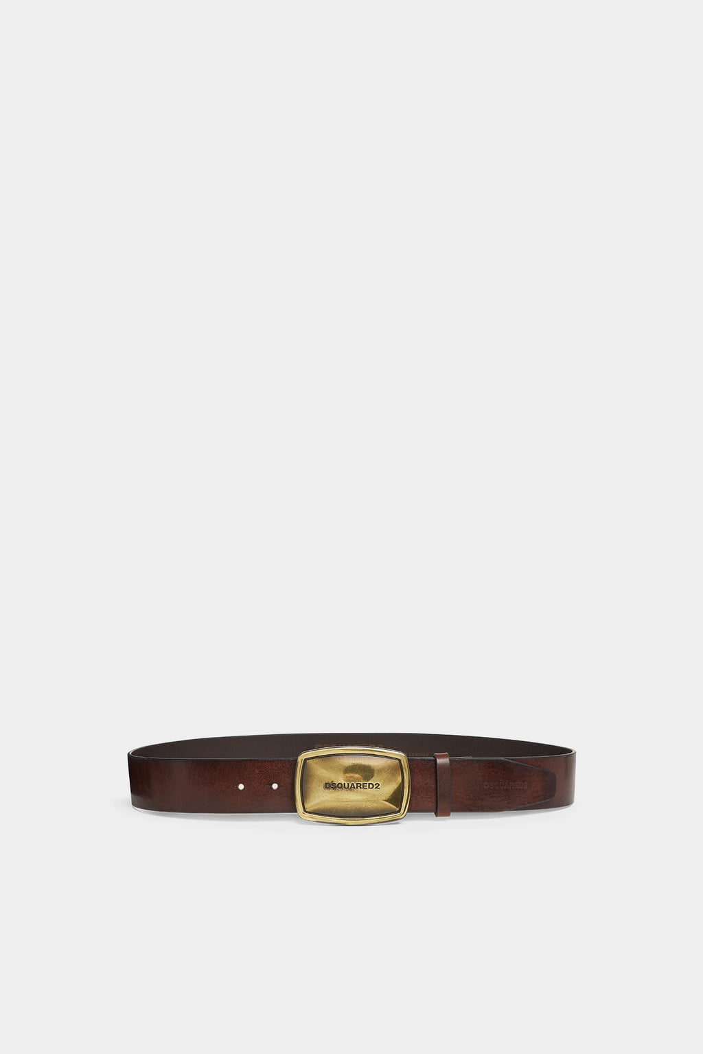 DSQUARED2 LOGO PLAQUE BELT DARK BROWN — vista 2
