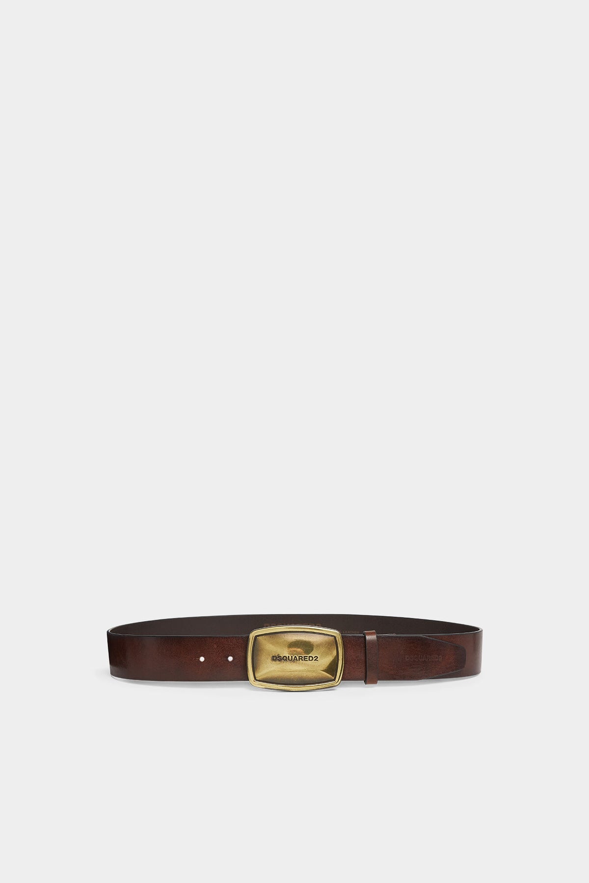 DSQUARED2 LOGO PLAQUE BELT DARK BROWN — vista 2