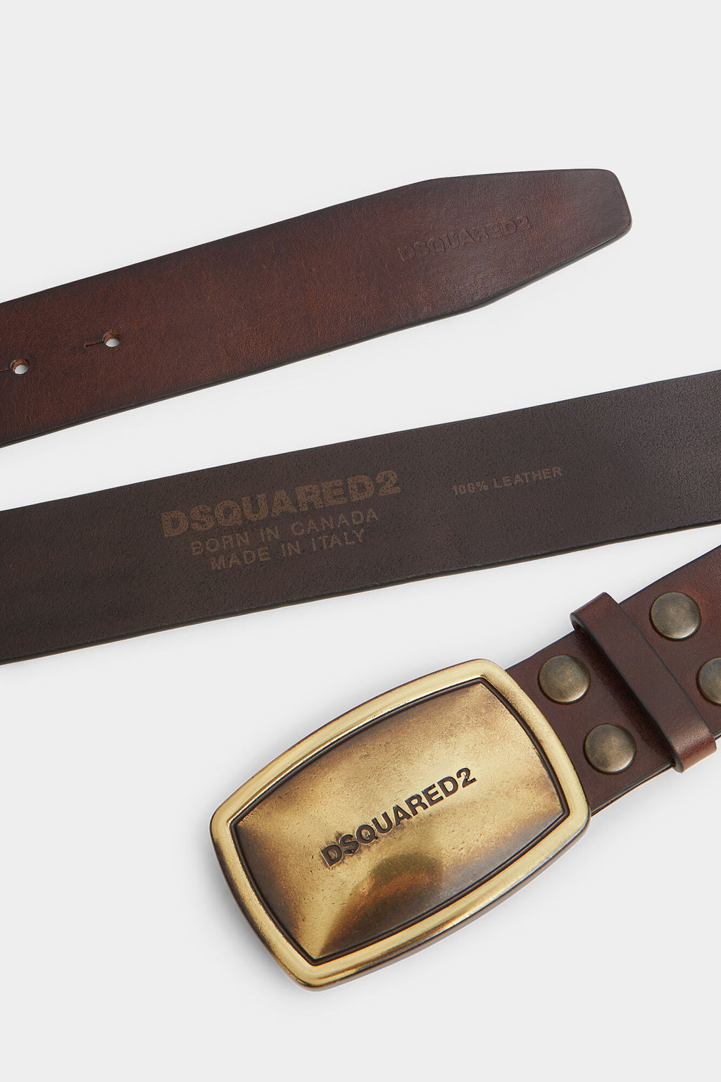 DSQUARED2 LOGO PLAQUE BELT DARK BROWN — vista 4