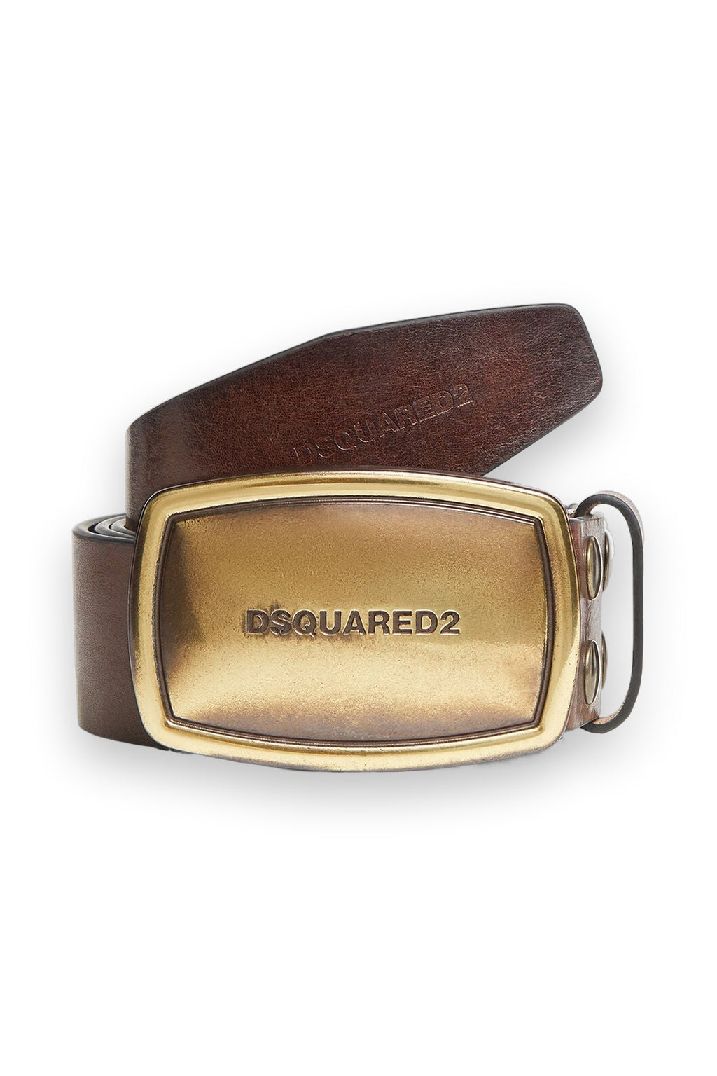 DSQUARED2 LOGO PLAQUE BELT DARK BROWN