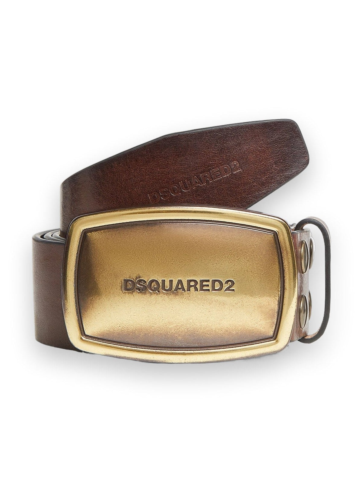 DSQUARED2 LOGO PLAQUE BELT DARK BROWN