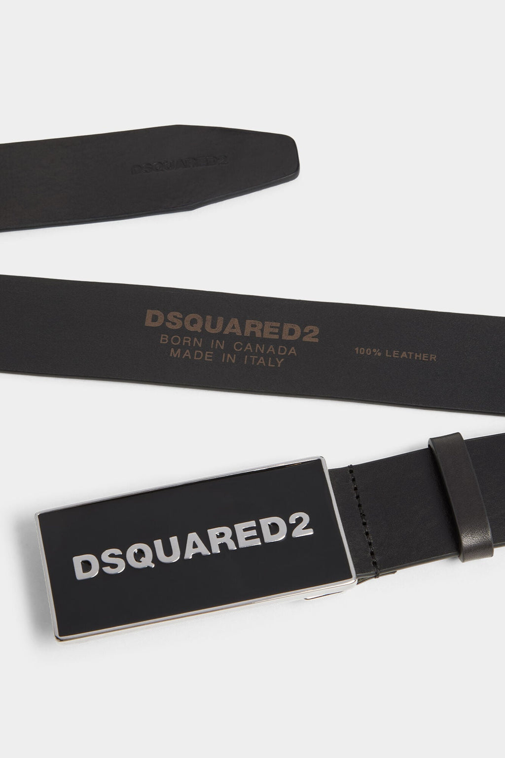 DSQUARED2 TONAL LOGO PLAQUE BELT BLACK — vista 4