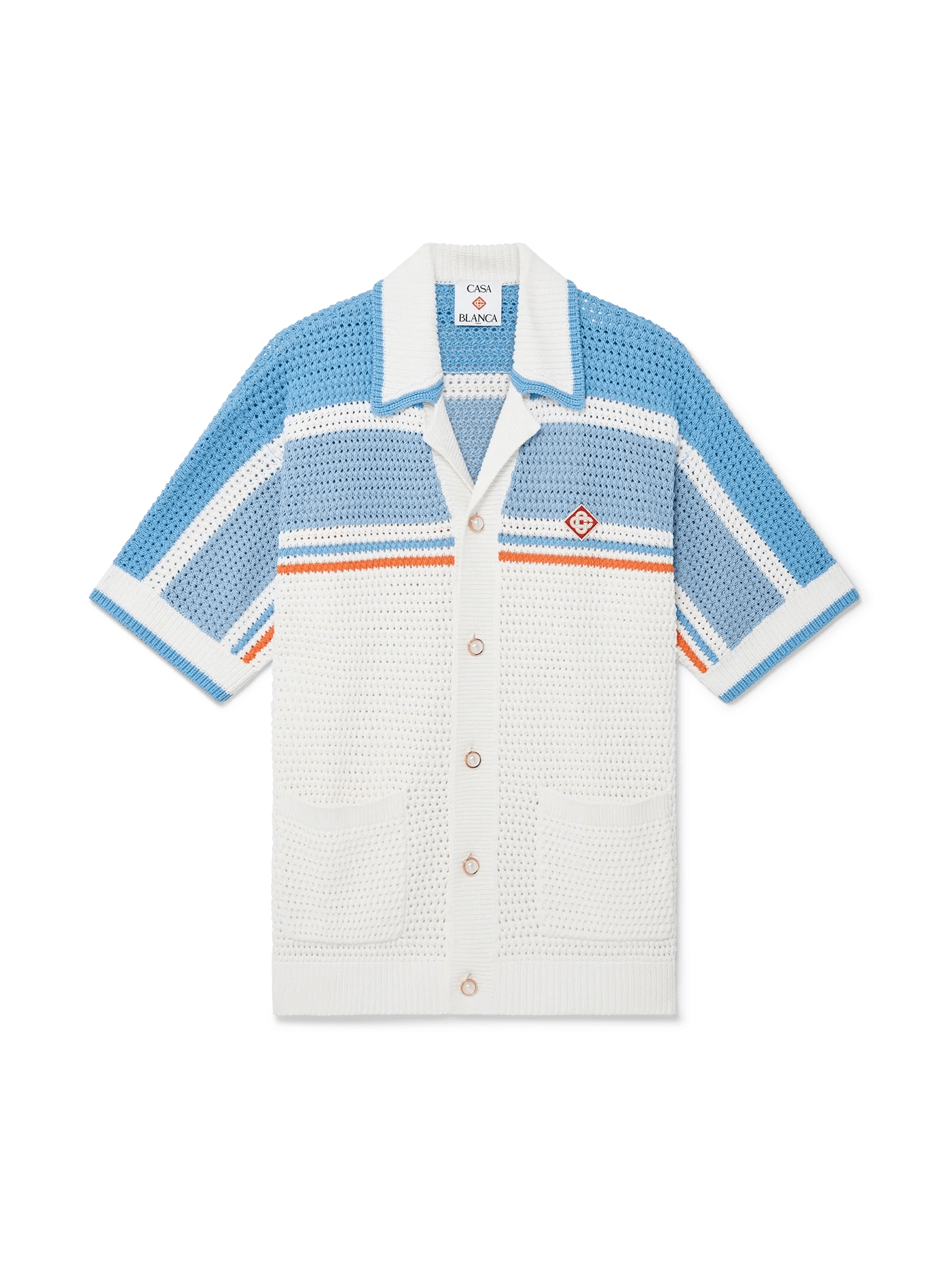 CASA BLANCA TENNIS CROCHET SHIRT WHITE BLUE