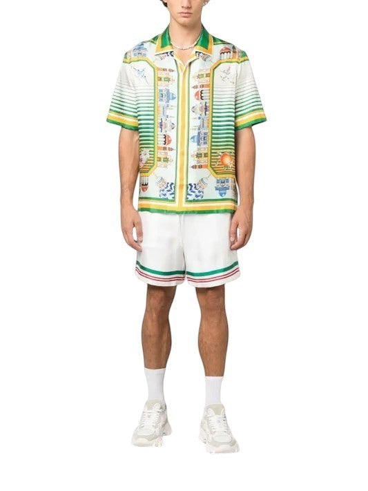CASABLANCA ALL-OVER GRAPHIC-PRINT SILK SHIRT