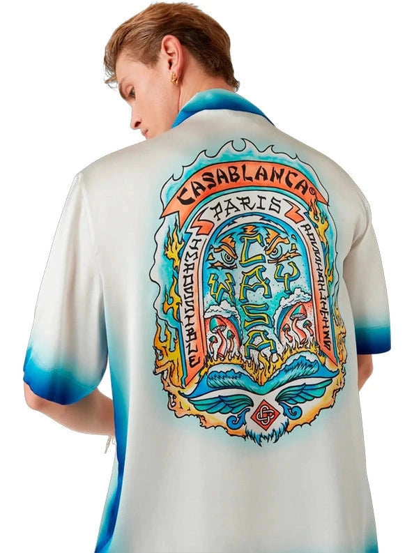 CASABLANCA CASA WAY SKATE DRAWSTRING SILK SHORT SLEEVE SHIRT CASABLANCA The Hype Company