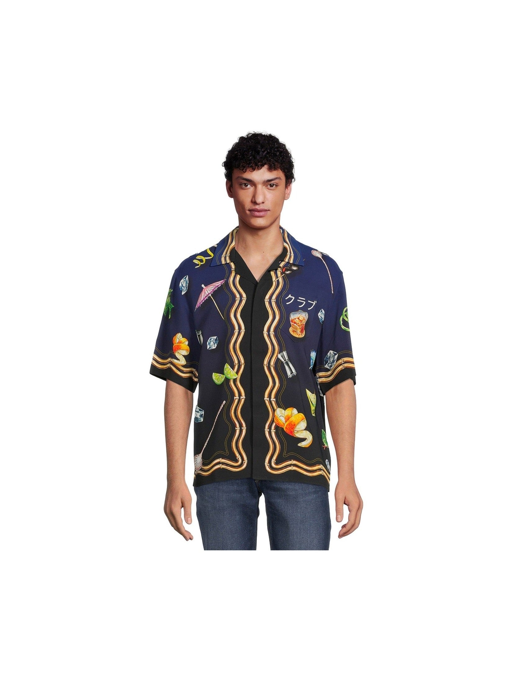 CASABLANCA CUBAN COLLAR SILK SHIRT