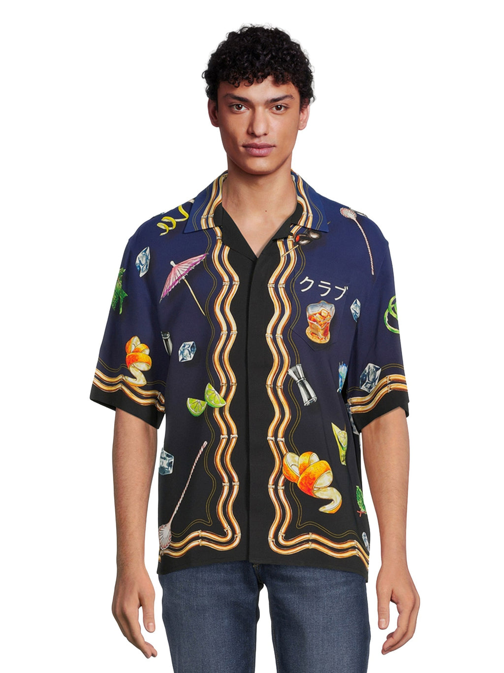 CASABLANCA CUBAN COLLAR SILK SHIRT