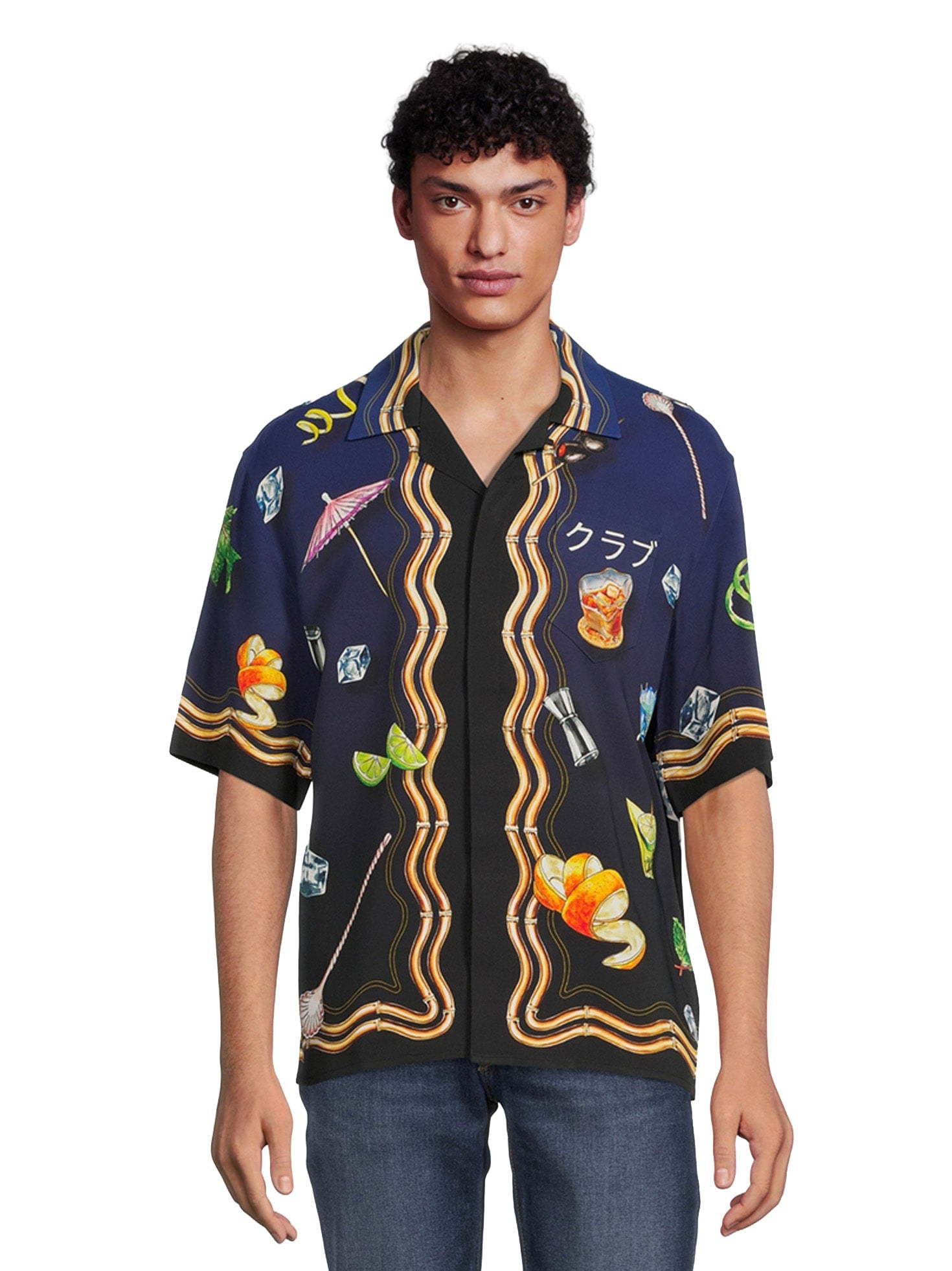 CASABLANCA CUBAN COLLAR SILK SHIRT