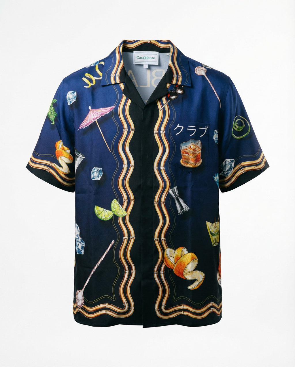 CASABLANCA CUBAN COLLAR SILK SHIRT