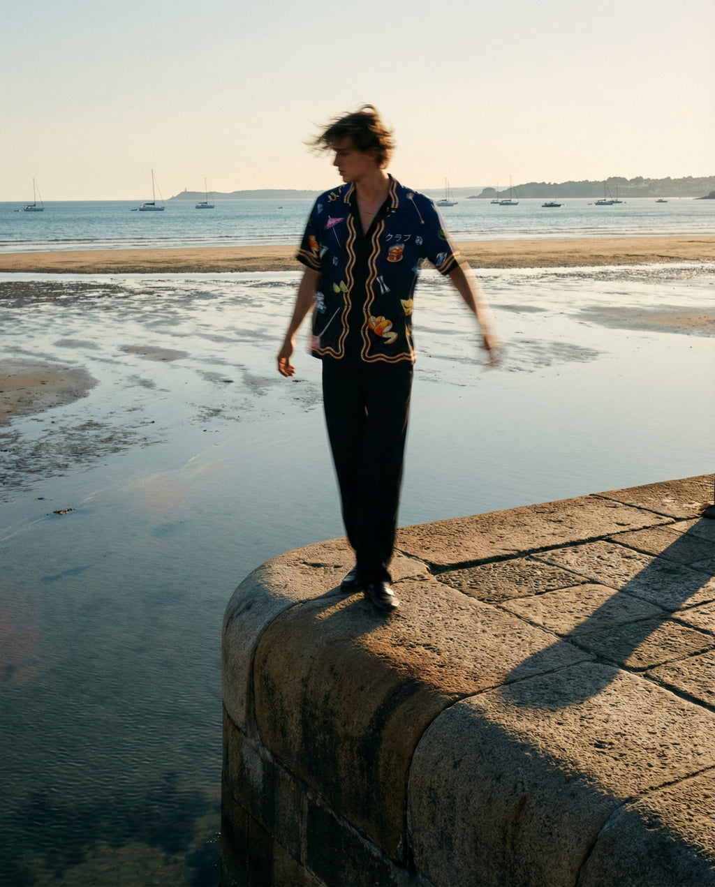CASABLANCA CUBAN COLLAR SILK SHIRT