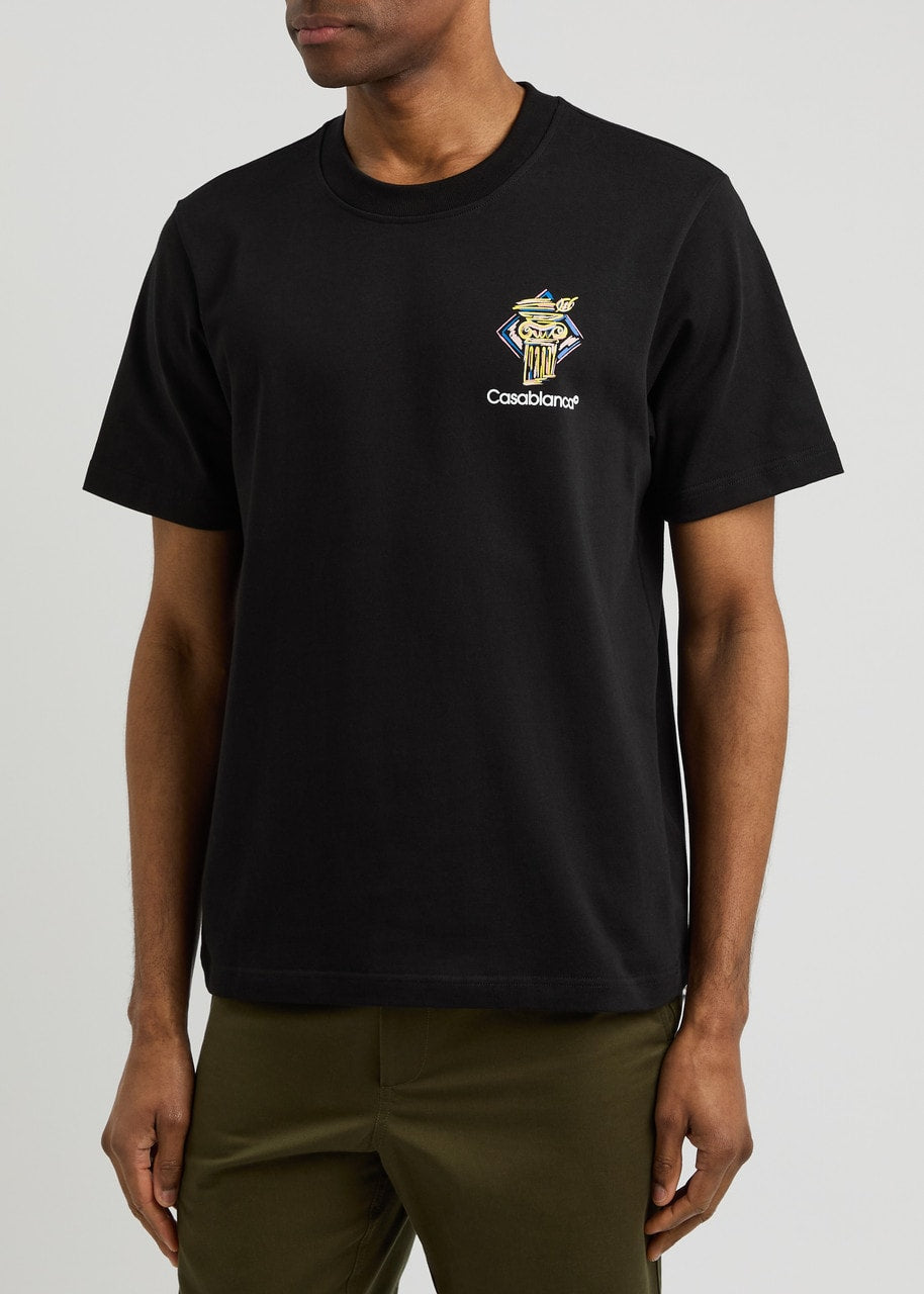 CASABLANCA DIAMOND COLUMN PRINTED T-SHIRT BLACK