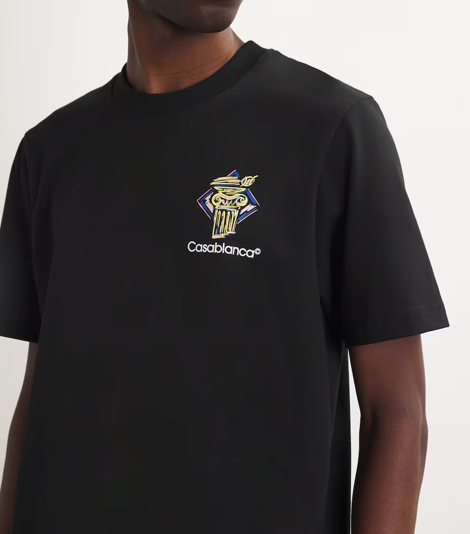 CASABLANCA DIAMOND COLUMN PRINTED T-SHIRT BLACK