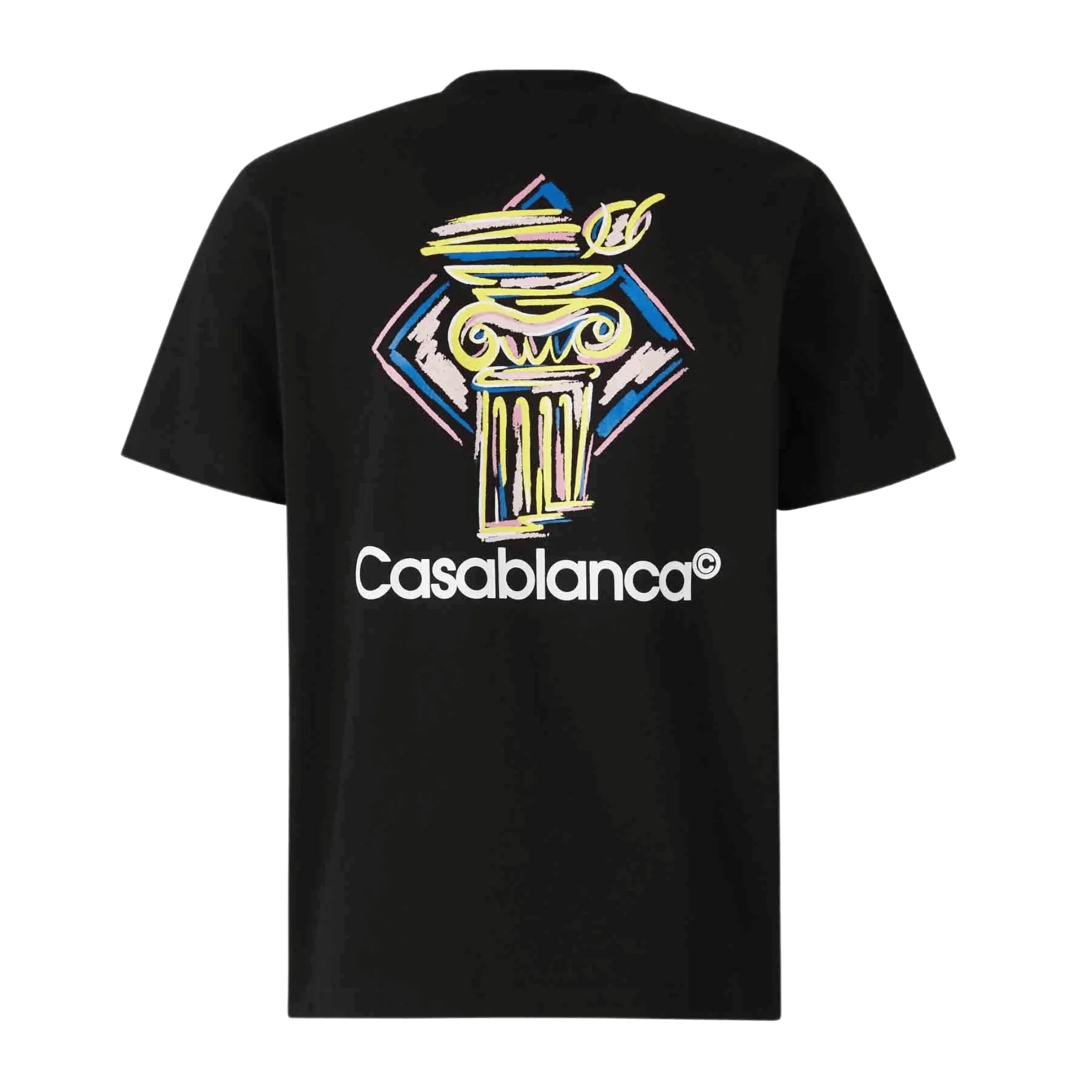 CASABLANCA DIAMOND COLUMN PRINTED T-SHIRT BLACK