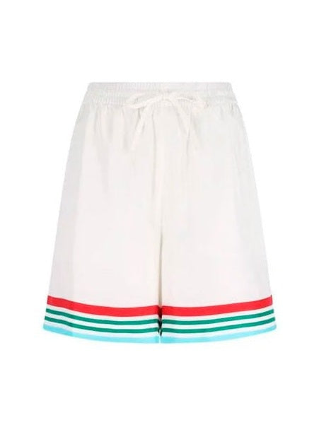 CASABLANCA LOGO SILK SHORTS WHITE CASABLANCA The Hype Company