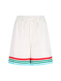 CASABLANCA LOGO SILK SHORTS WHITE CASABLANCA The Hype Company