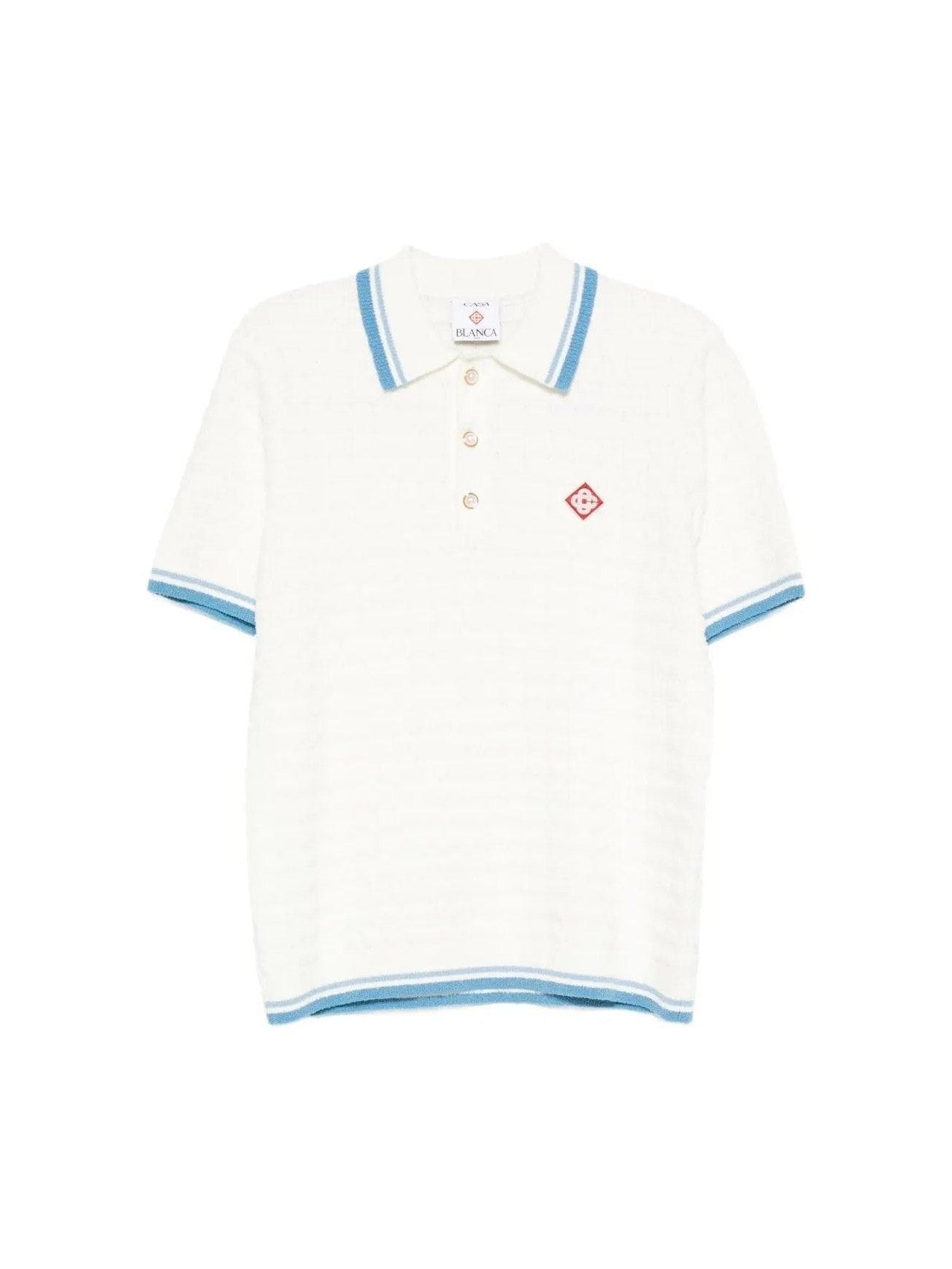 CASABLANCA PEARL BOUCLÉ POLO T-SHIRT WHITE