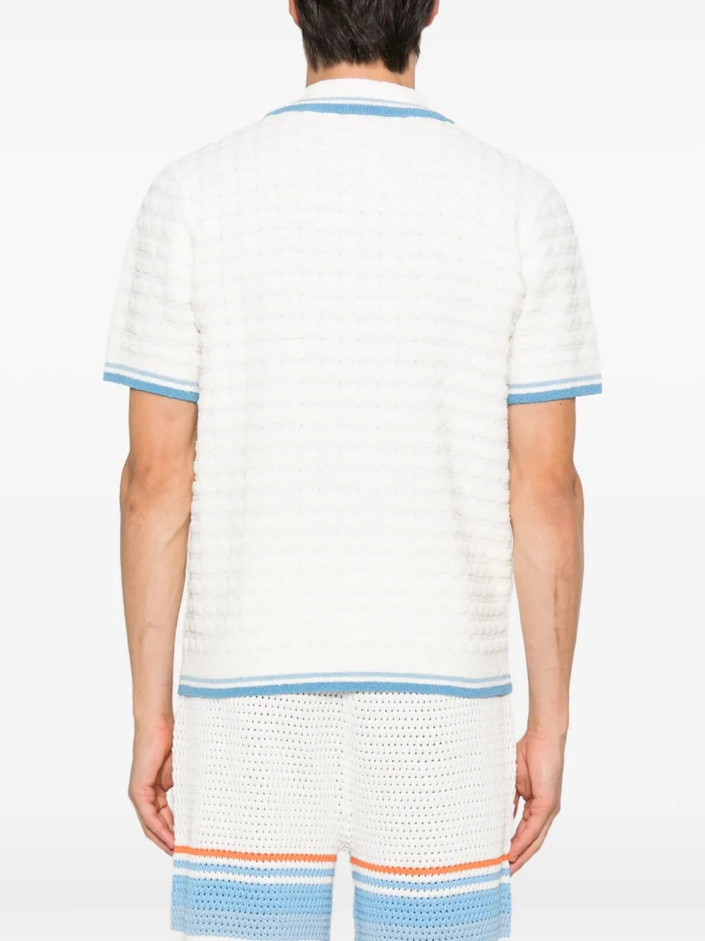CASABLANCA PEARL BOUCLÉ POLO T-SHIRT WHITE