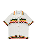 CASABLANCA STRIPED EDGE CHEVRON KNIT SHIRT CASABLANCA The Hype Company