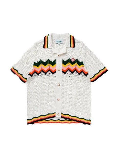 CASABLANCA STRIPED EDGE CHEVRON KNIT SHIRT CASABLANCA The Hype Company
