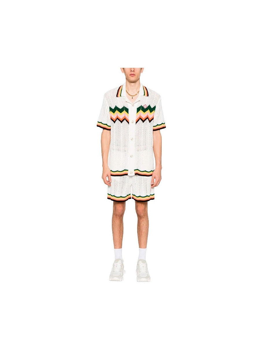 CASABLANCA STRIPED EDGE CHEVRON KNIT SHIRT CASABLANCA The Hype Company