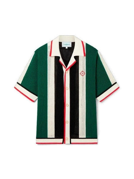 CASABLANCA STRIPED MESH SHIRT BLACK GREEN RED CASABLANCA The Hype Company