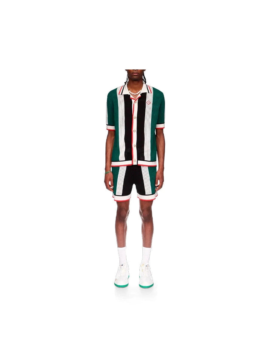 CASABLANCA STRIPED MESH SHIRT BLACK GREEN RED CASABLANCA The Hype Company