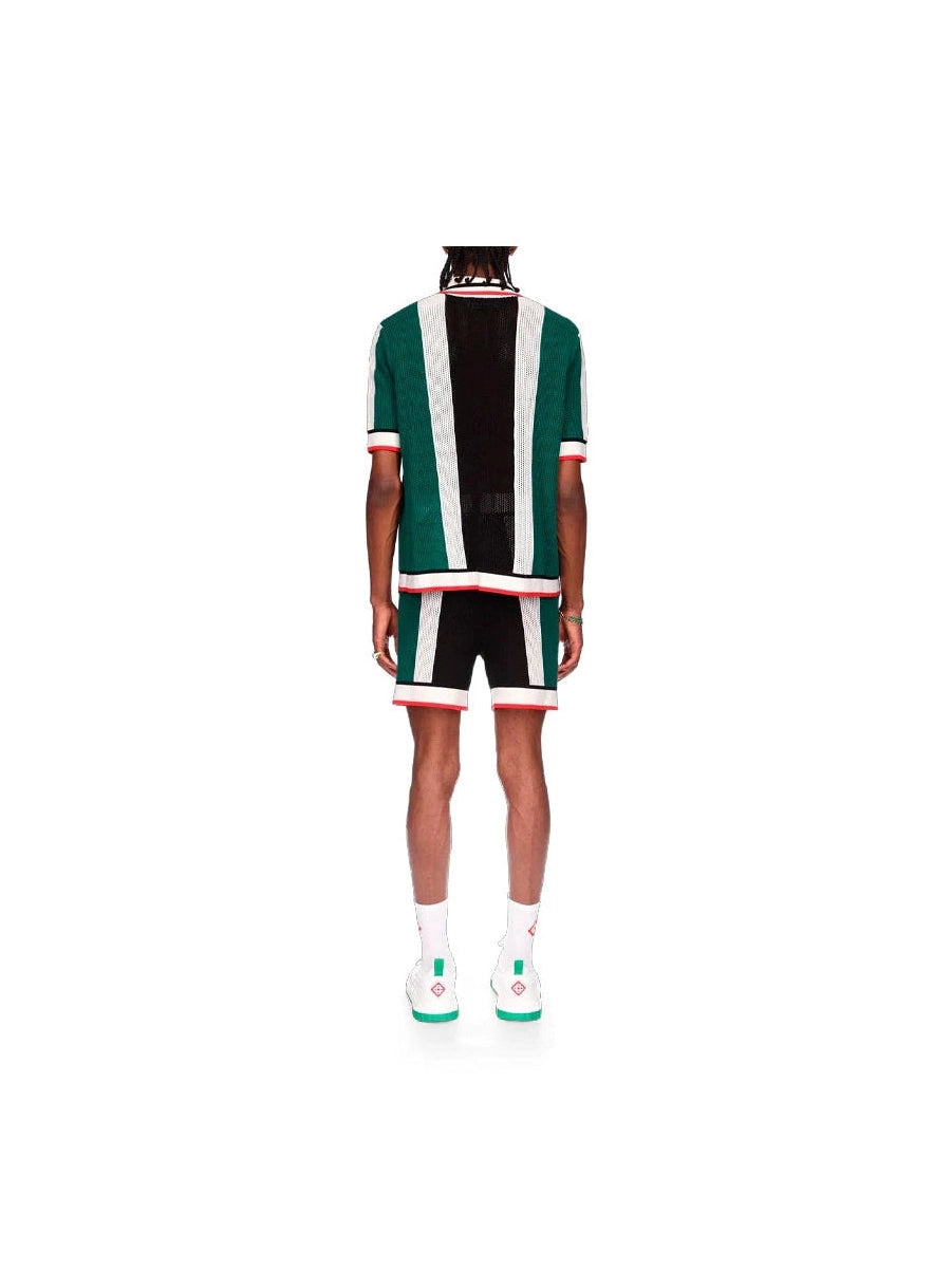 CASABLANCA STRIPED MESH SHIRT BLACK GREEN RED CASABLANCA The Hype Company