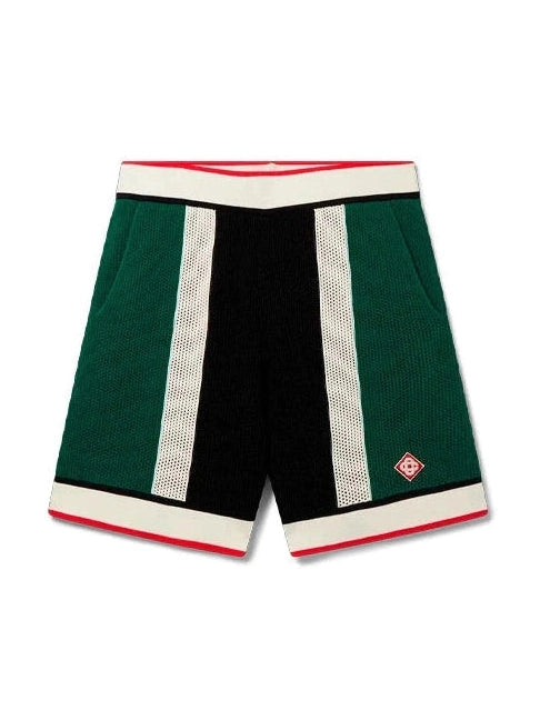 CASABLANCA STRIPED MESH SHORTS BLACK GREEN RED CASABLANCA The Hype Company