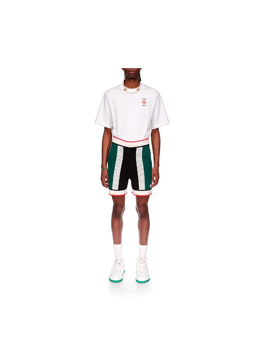 CASABLANCA STRIPED MESH SHORTS BLACK GREEN RED CASABLANCA The Hype Company