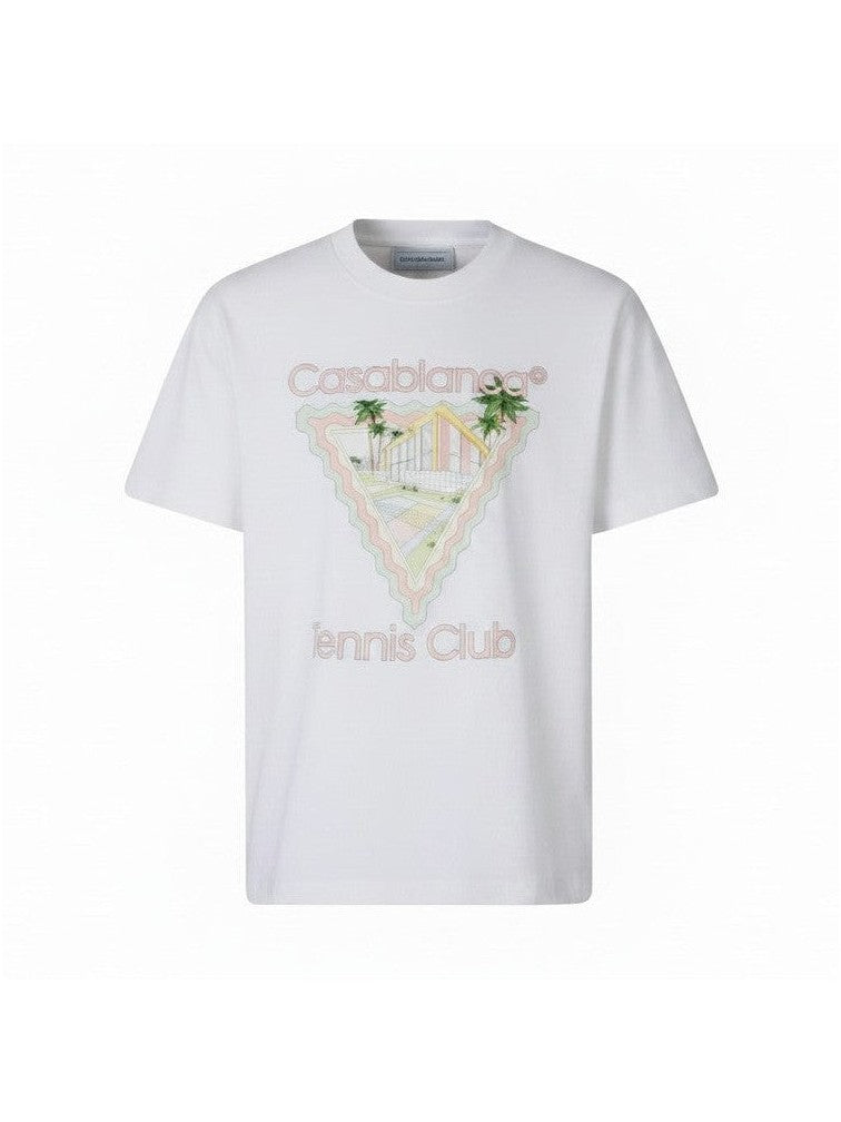 The Hype Company camiseta blanca de algodón con estampado triangular de club de tenis Casablanca