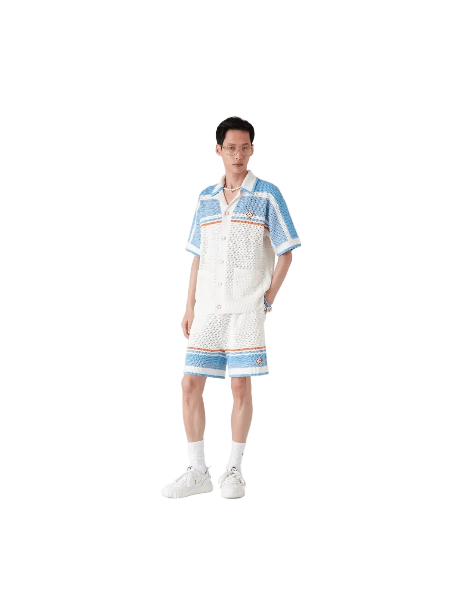 CASABLANCA TENNIS CROCHET SHORTS WHITE BUE CASABLANCA The Hype Company