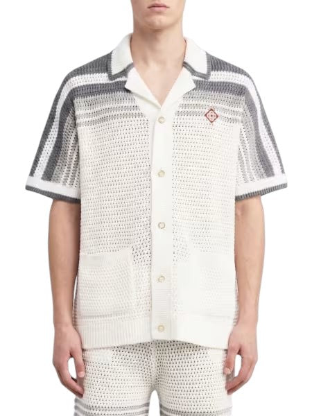 CASABLANCA TENNIS GRADIENT CROCHET SHIRT BLACK WHITE