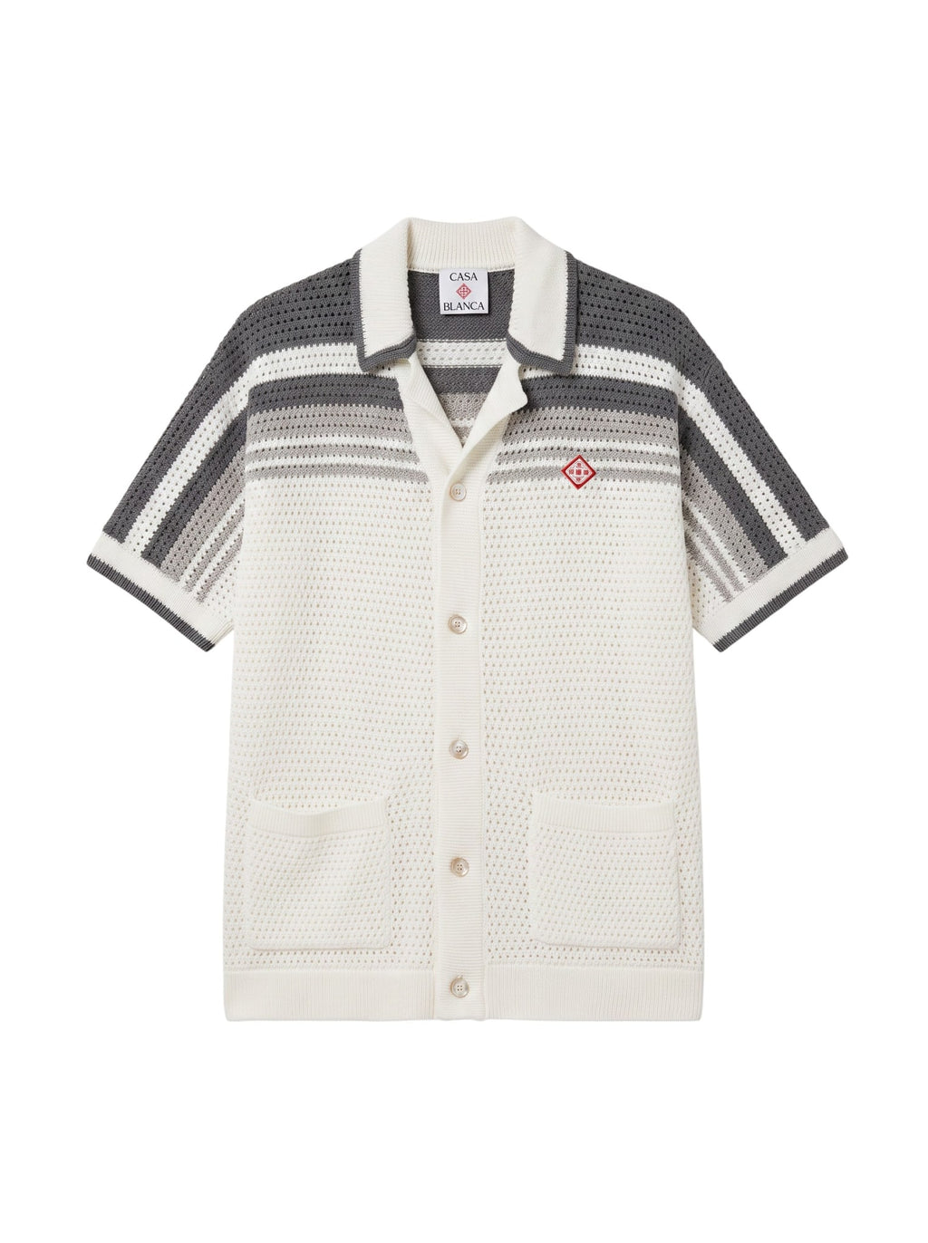 CASABLANCA TENNIS GRADIENT CROCHET SHIRT BLACK WHITE