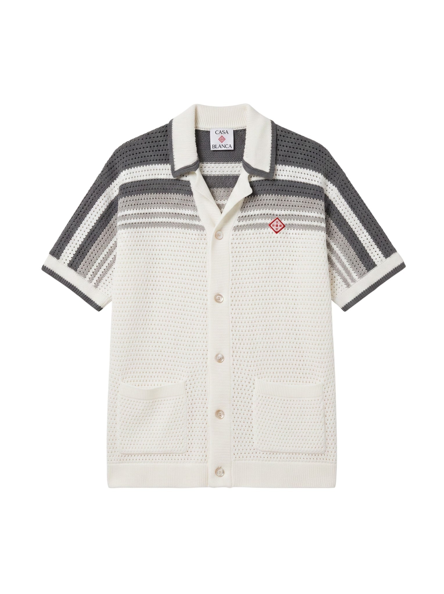 CASABLANCA TENNIS GRADIENT CROCHET SHIRT BLACK WHITE
