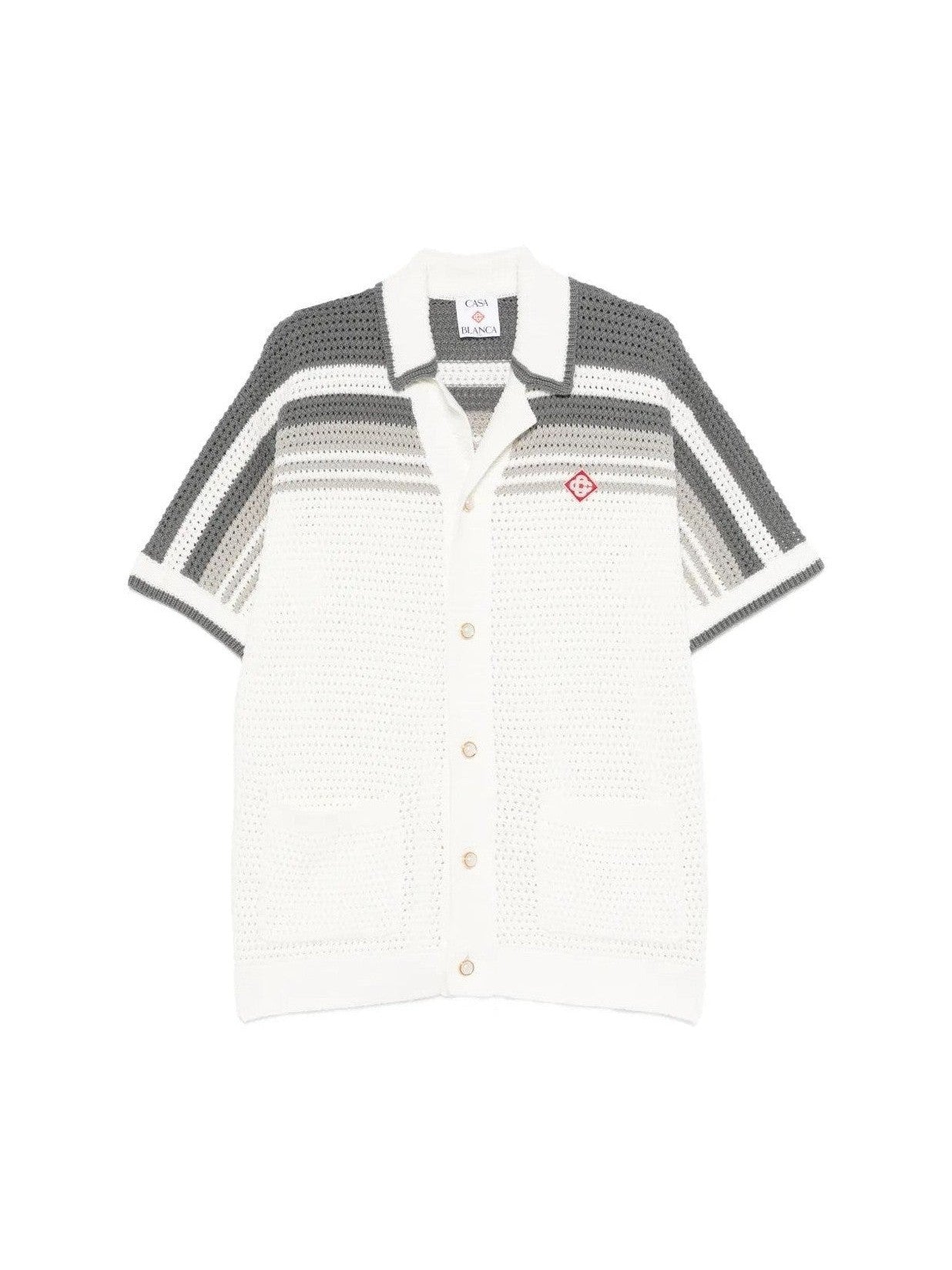 CASABLANCA TENNIS GRADIENT CROCHET SHIRT BLACK WHITE