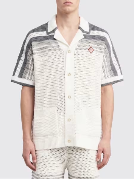CASABLANCA TENNIS GRADIENT CROCHET SHIRT BLACK WHITE