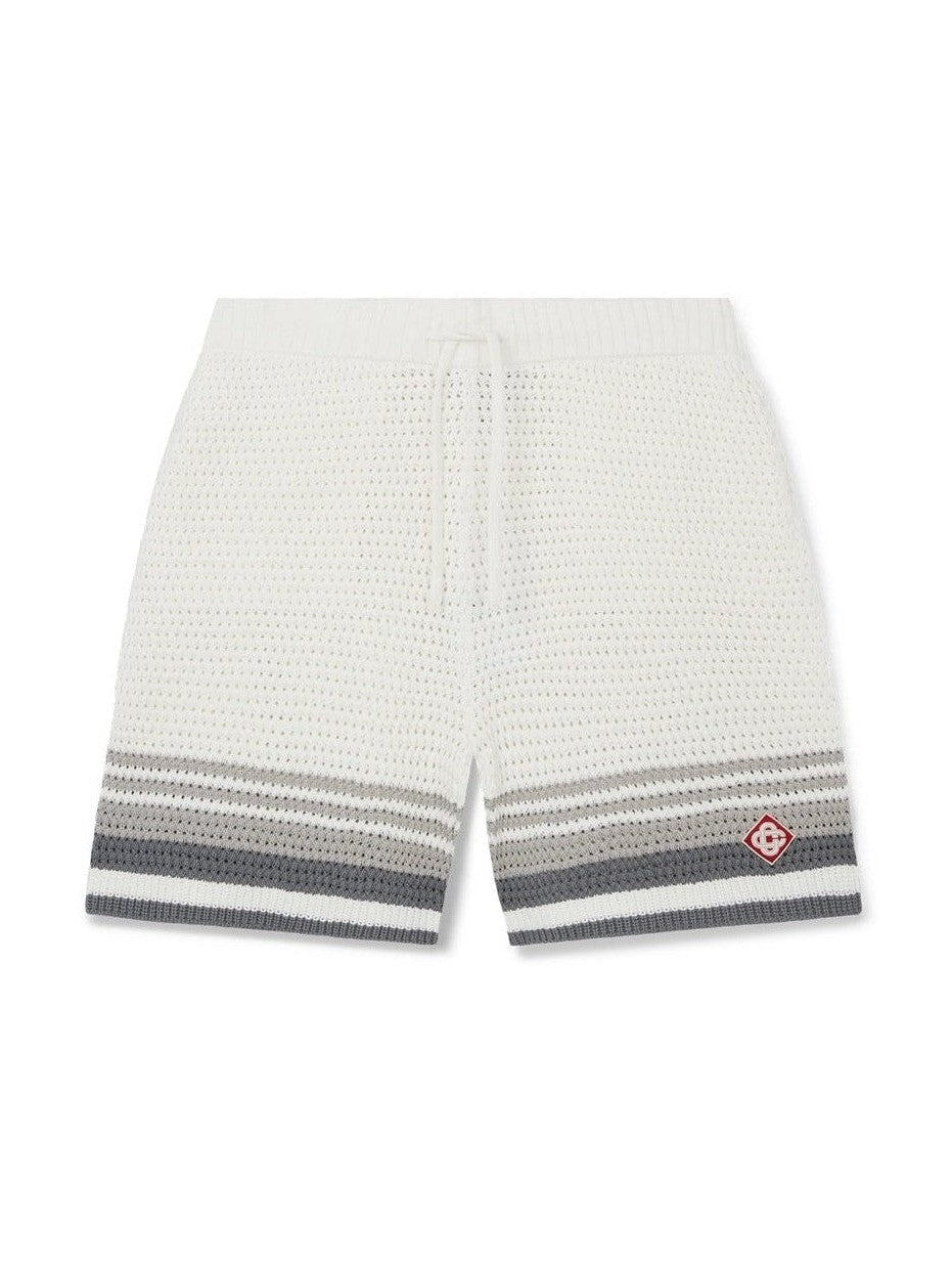 CASABLANCA TENNIS GRADIENT CROCHET SHORTS BLACK WHITE