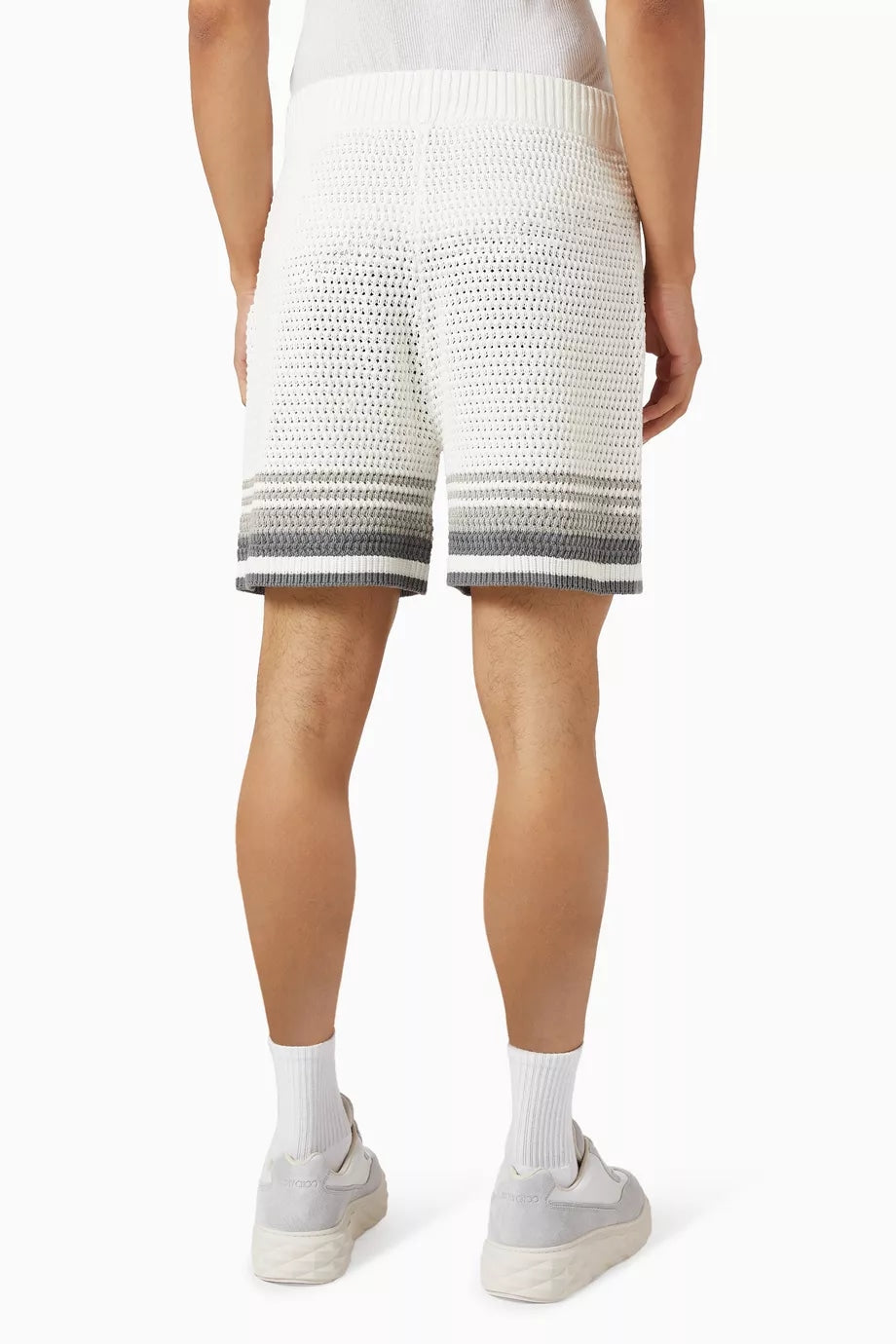 CASABLANCA TENNIS GRADIENT CROCHET SHORTS BLACK WHITE
