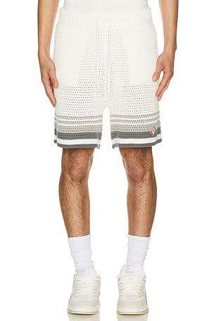 CASABLANCA TENNIS GRADIENT CROCHET SHORTS BLACK WHITE