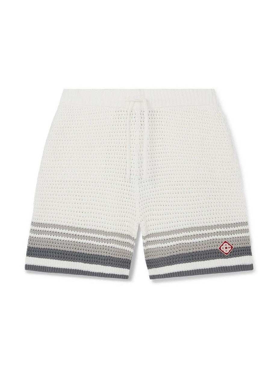 CASABLANCA TENNIS GRADIENT CROCHET SHORTS BLACK WHITE