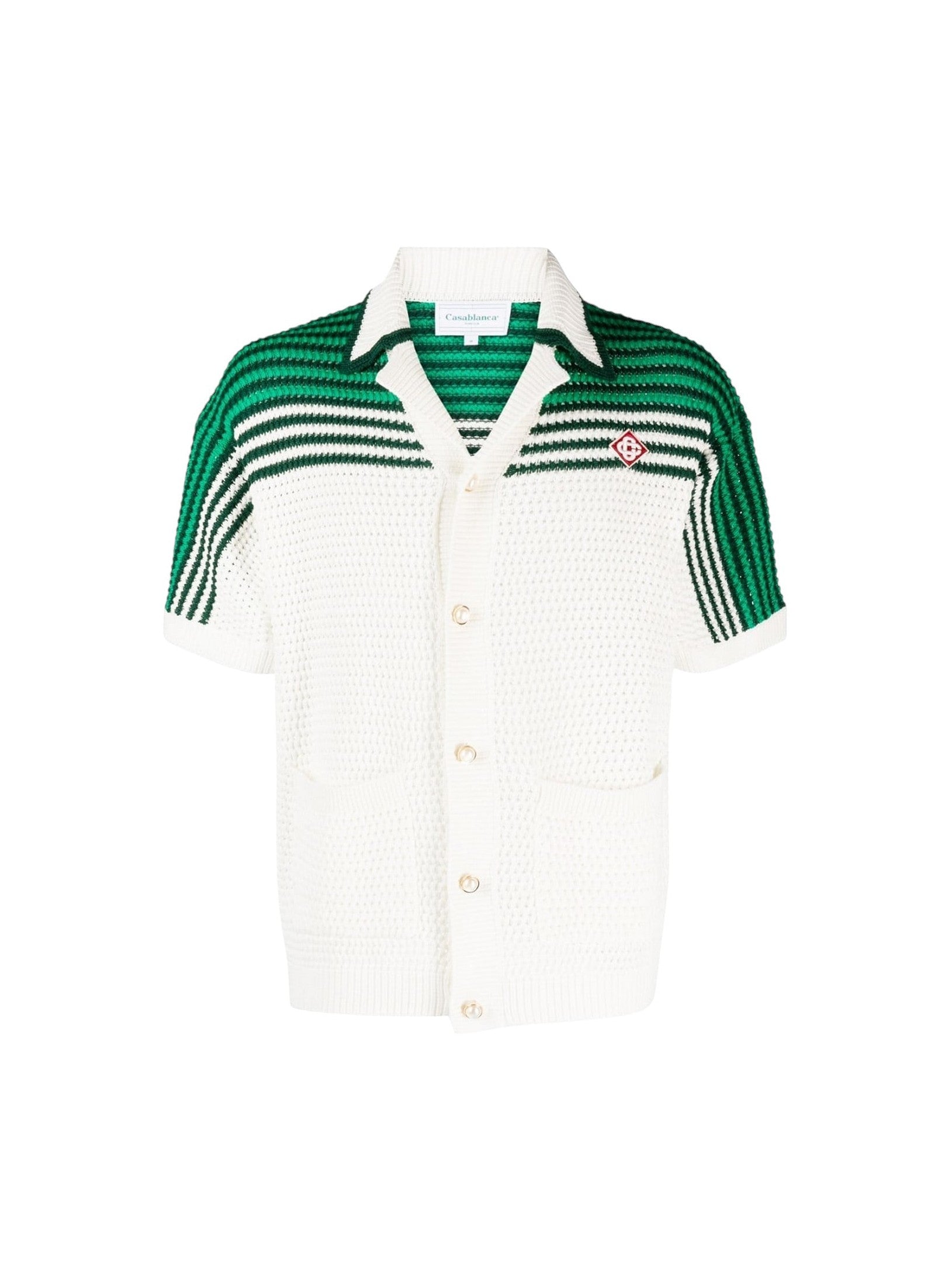 CASABLANCA WHITE GREEN KNITTED SHIRT