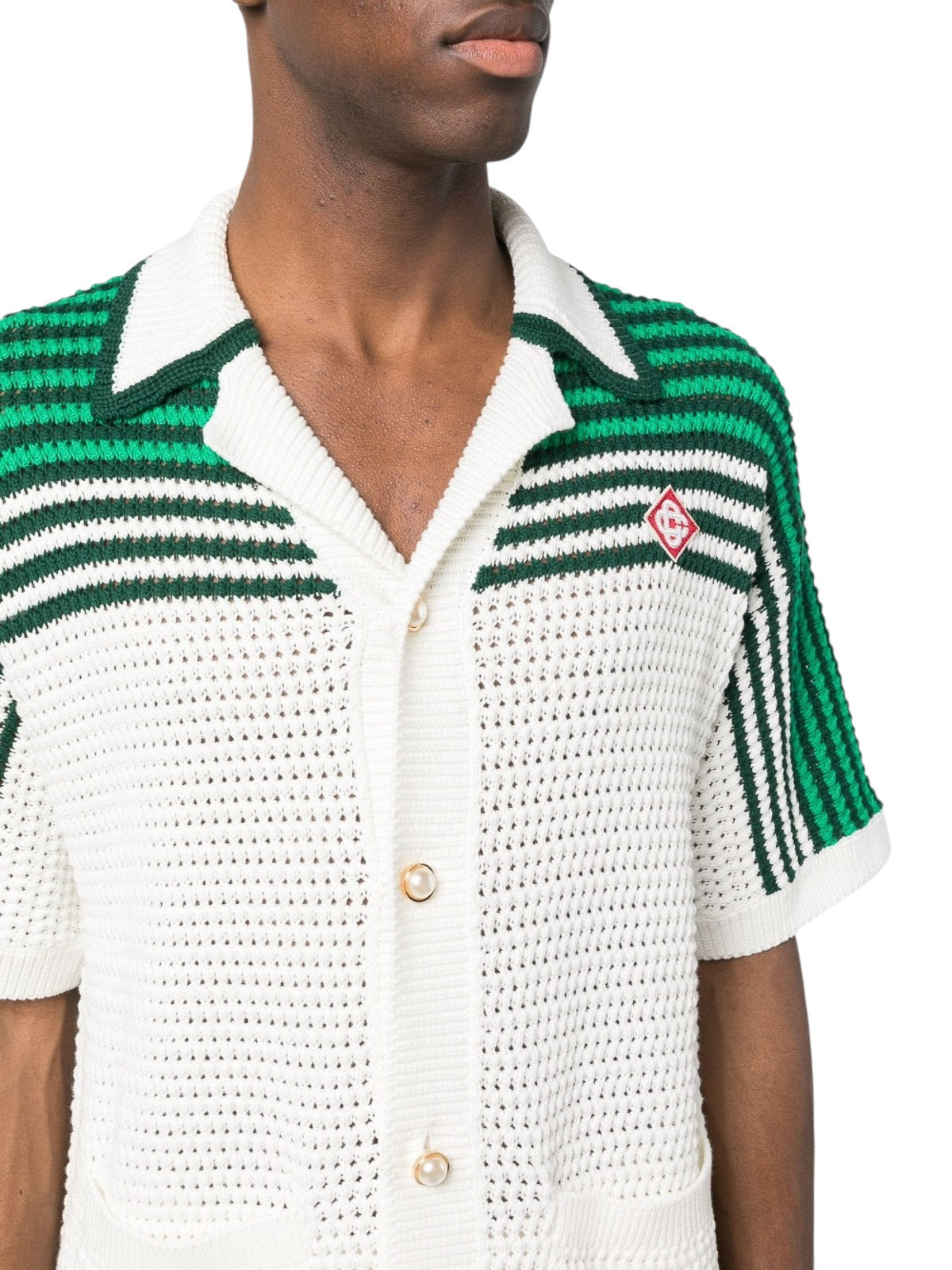 CASABLANCA WHITE GREEN KNITTED SHIRT