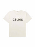 CELINE STARS RHINESTONE LOGO WHITE T SHIRT