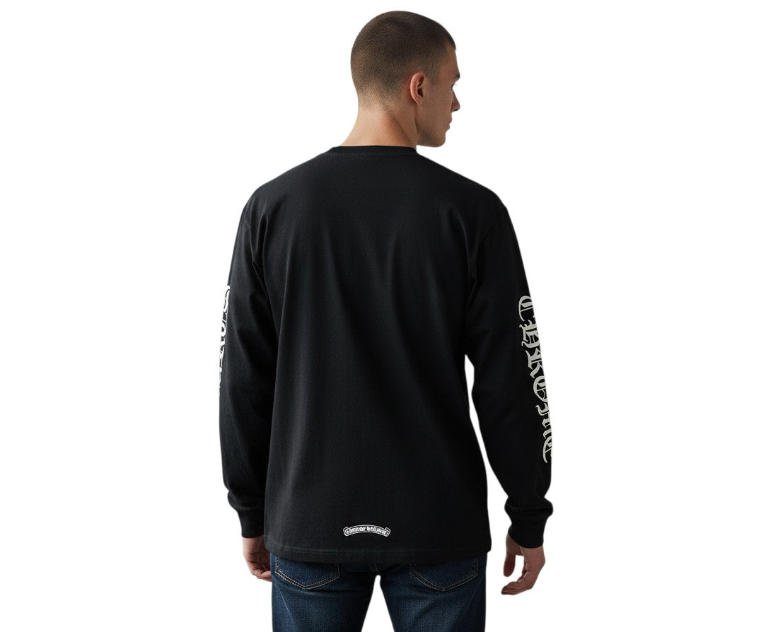 CHROME HEARTS LONG SLEEVE NECK BLACK T-SHIRT