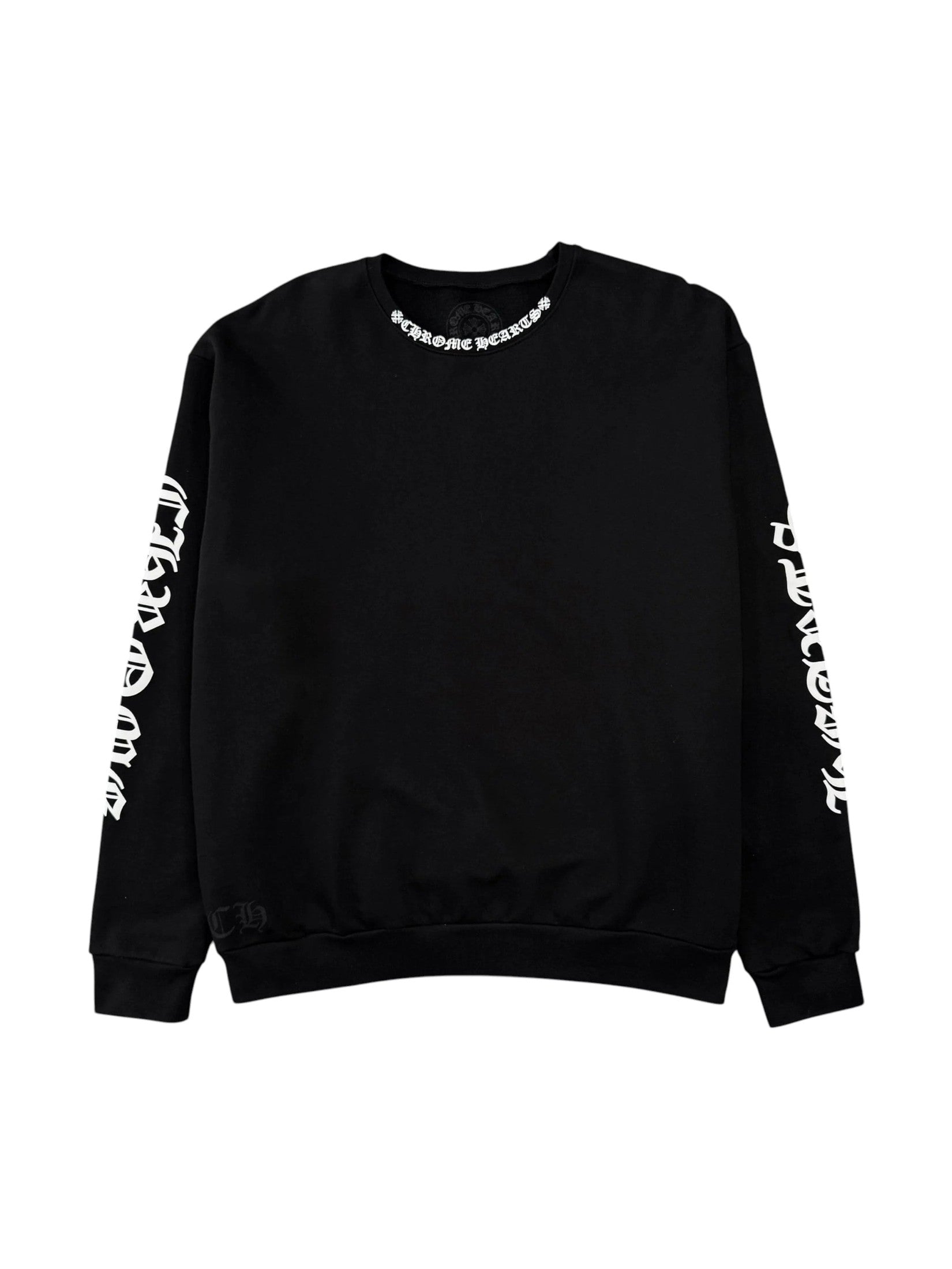 CHROME HEARTS NECK LOGO CREWNECK BLACK WHITE